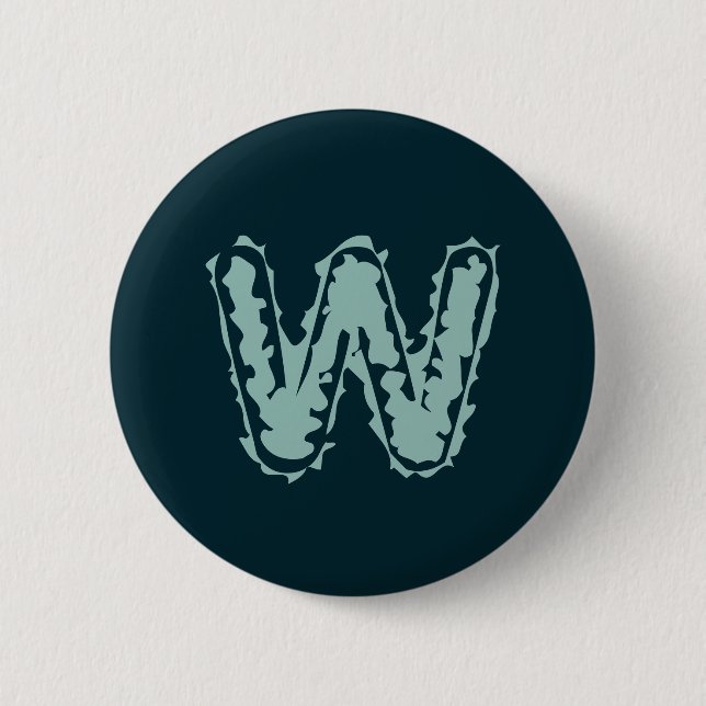 Creepy Monogram Mint Green on Deep Blue Button (Front)