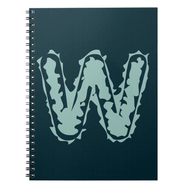 Creepy Monogram Mint Green on Deep Blue Notebook (Front)