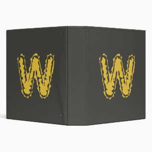 Creepy Monogram Moody Yellow on Dark Grey 3 Ring Binder