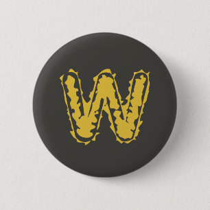 Creepy Monogram Moody Yellow on Dark Grey Button
