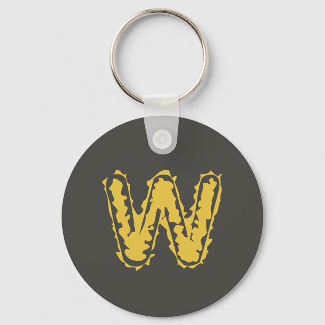 Creepy Monogram Moody Yellow on Dark Grey Keychain (Front)