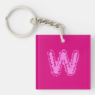 Creepy Monogram Pink on Pink Keychain