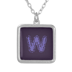 Creepy Monogram Purple on Purple Silver Plated Necklace