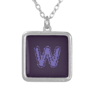 Creepy Monogram Purple on Purple Silver Plated Necklace