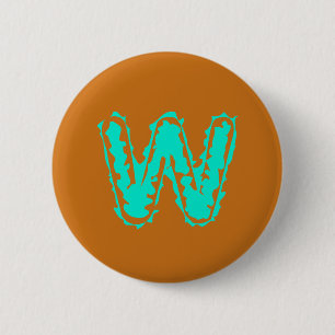 Creepy Monogram Toxic Green on Orange Button