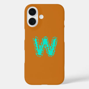 Creepy Monogram Toxic Green on Orange iPhone 16 Case