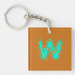 Creepy Monogram Toxic Green on Orange Keychain