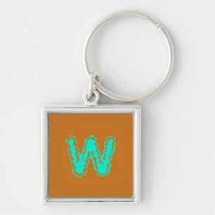 Creepy Monogram Toxic Green on Orange Keychain