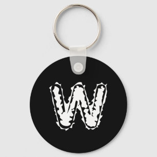 Creepy Monogram White on Black Keychain