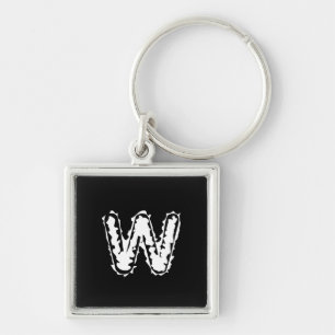 Creepy Monogram White on Black Keychain