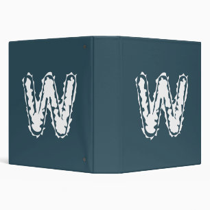 Creepy Monogram White on Blue 3 Ring Binder
