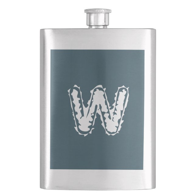 Creepy Monogram White on Blue Flask (Front)