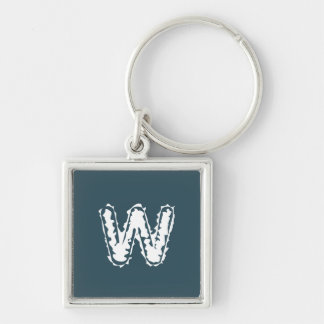 Creepy Monogram White on Blue Keychain
