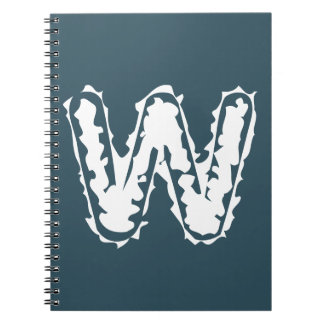 Creepy Monogram White on Blue Notebook