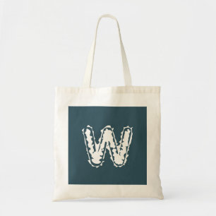 Creepy Monogram White on Blue Tote Bag