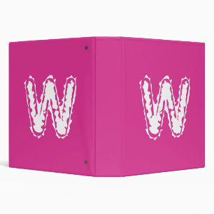 Creepy Monogram White on Pink 3 Ring Binder