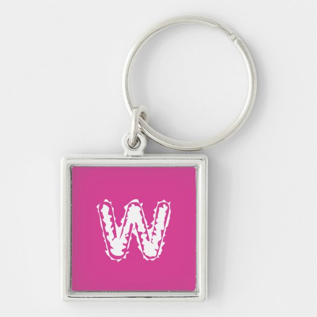 Creepy Monogram White on Pink Keychain (Front)