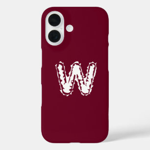 Creepy Monogram White on Red iPhone 16 Case