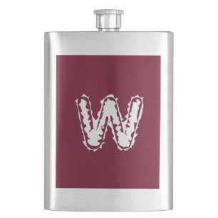 Creepy Monogram White on Red Flask