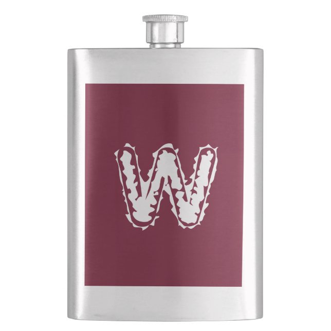 Creepy Monogram White on Red Flask (Front)