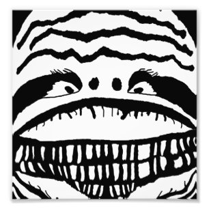 Creepy Monster Black and White Close Up Drawing Photo Print