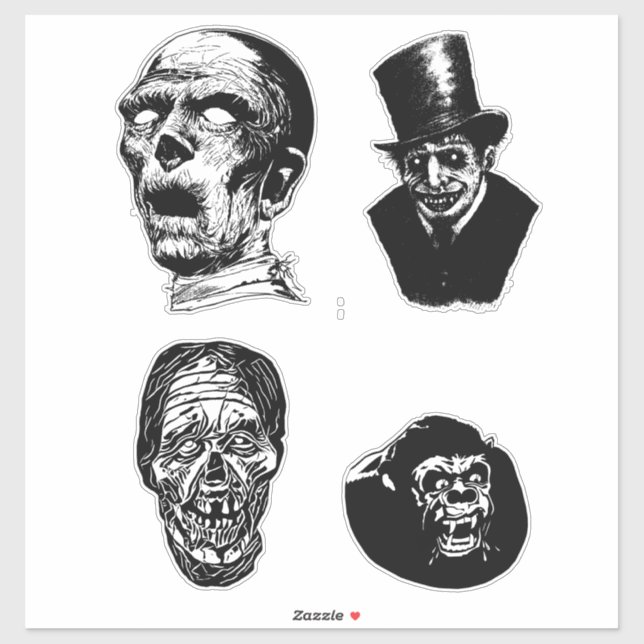Creepy Monsters Creatures Horror Art illustrations Sticker (Sheet)