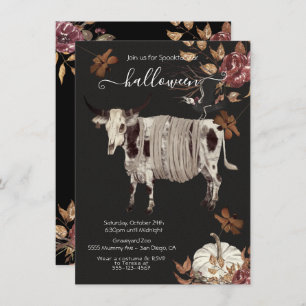 Creepy Moody Halloween Cow & Crow Invitation