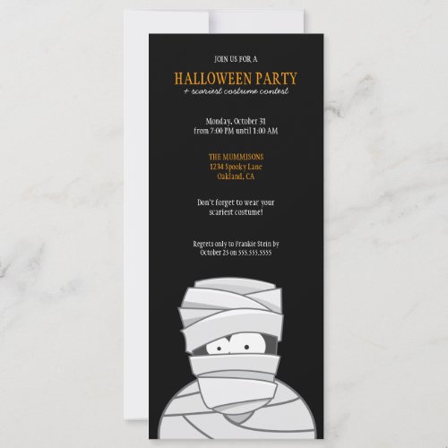 Creepy Mummy Kids Halloween Party Invitations