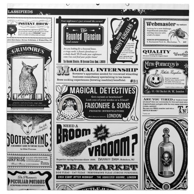 creepy newspaper cloth napkin (Front)