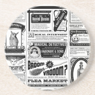 creepy newspaper coaster