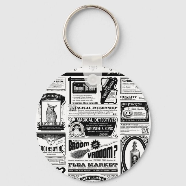 creepy newspaper keychain (Front)