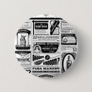 creepy newspaper pinback button