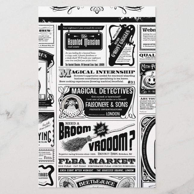 creepy newspaper stationery (Front)