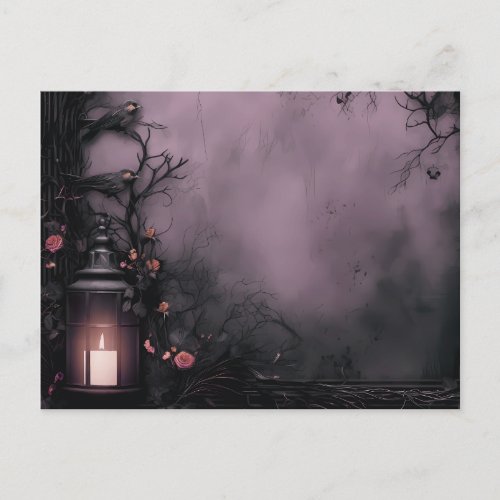 Creepy Night Fog Mist Shadows Lantern Halloween Holiday Postcard