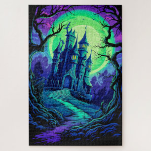 Creepy Old Haunted Castle After Dark Jigsaw Puzzle
