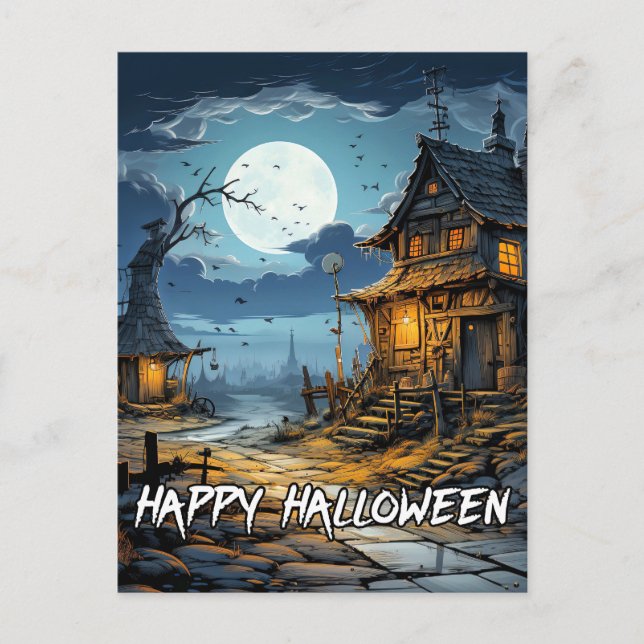 Creepy Old Haunted House Postcard (Front)
