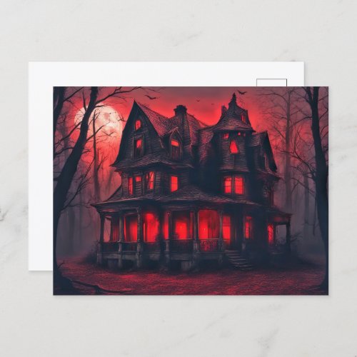 Creepy Old Mansion _ Happy Halloween Postcard