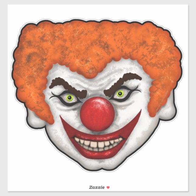 Creepy Orange Hair Clown Face | Cherie's Art 2020 Sticker (Sheet)