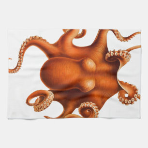 Creepy Orange Octopus Kitchen Towel