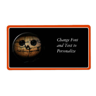 Creepy Orange Pumpkin Jack-o-Lantern Label