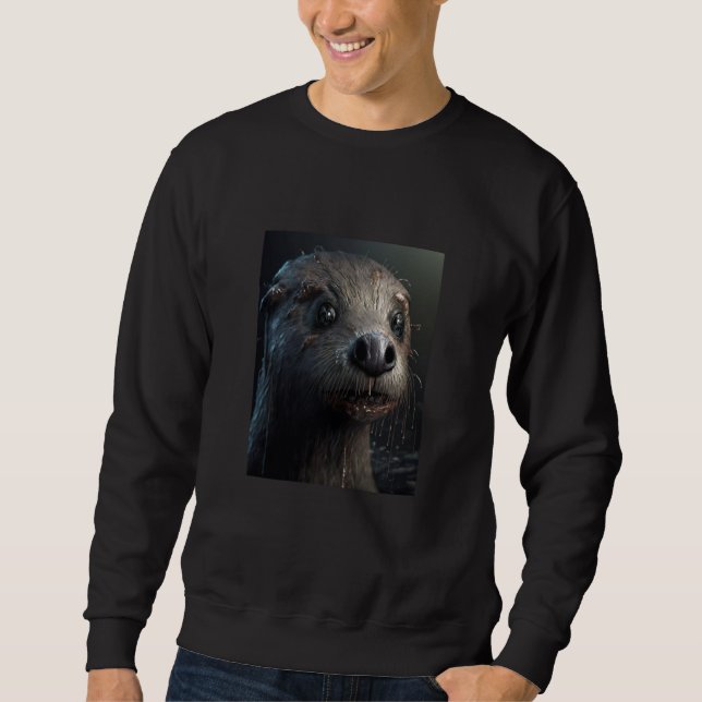 Creepy Otter Creature Spooky Zombie Otter  2 Sweatshirt (Front)