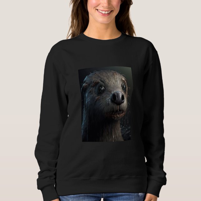 Creepy Otter Creature Spooky Zombie Otter  2 Sweatshirt (Front)