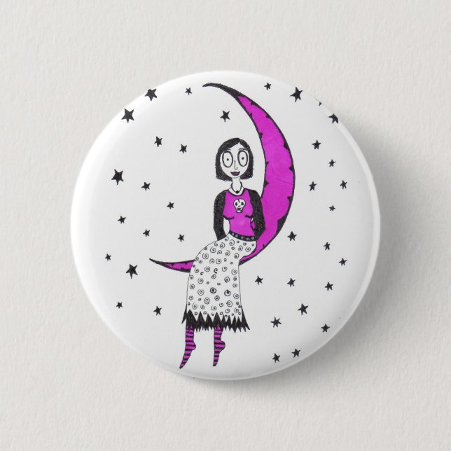 Creepy over the moon and stars button (Front)