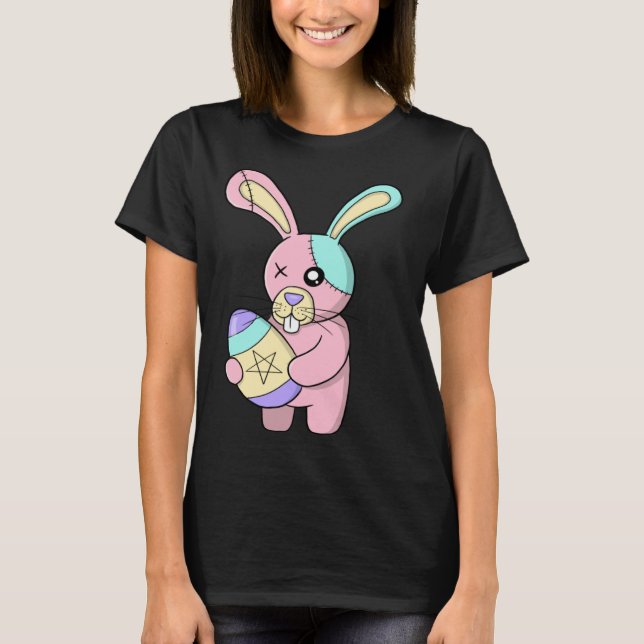 Creepy Pastel Goth Easter Bunny Cute T-Shirt (Front)