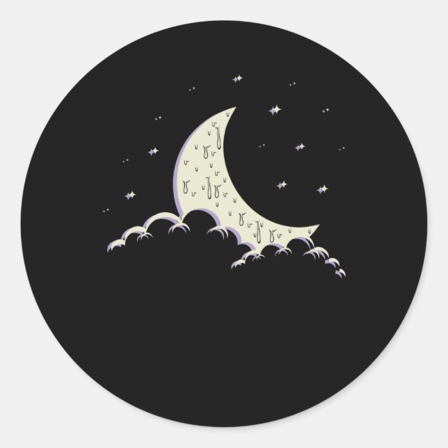 Creepy Pastel Goth Moon Wiccan Classic Round Sticker (Front)