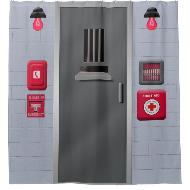 Creepy Peeking Psych Patient Solitary Confinement Shower Curtain (Front)