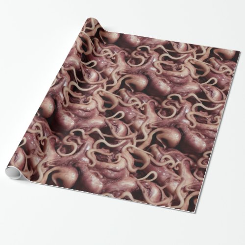 Creepy Pink Alien Slimy Tentacle and Vines Wrapping Paper