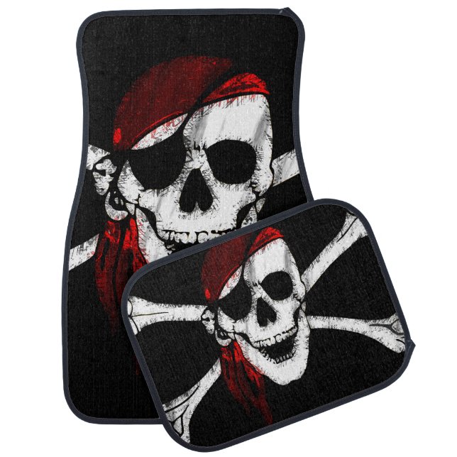Creepy Pirate Skull and Crossbones Car Floor Mat (Set)