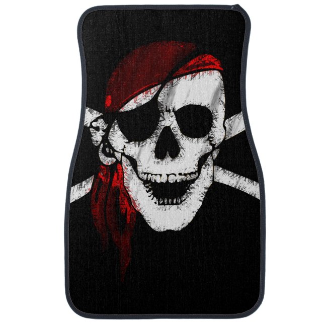 Creepy Pirate Skull and Crossbones Car Mat (Front)