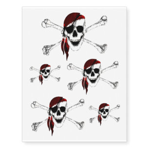 Creepy Pirate Skull and Crossbones Temporary Tattoos